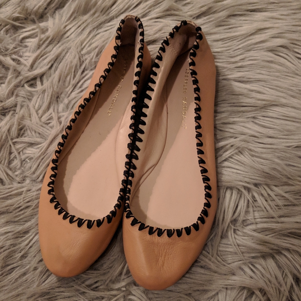 NEW Loeffler Randall Beige Whipstich Ballet Flats
